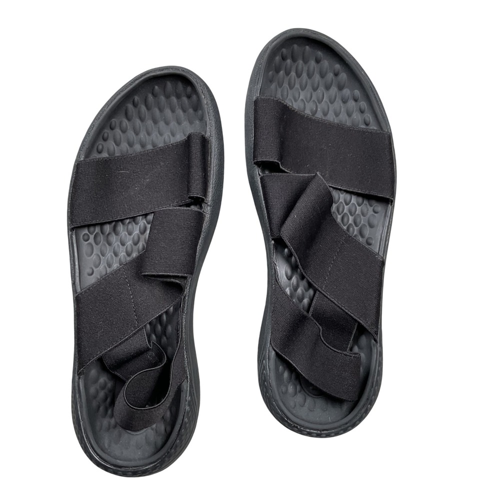 Crocs LiteRide Stretch Sandal Womens Size 6 Black Asymmetric Strappy Comfort